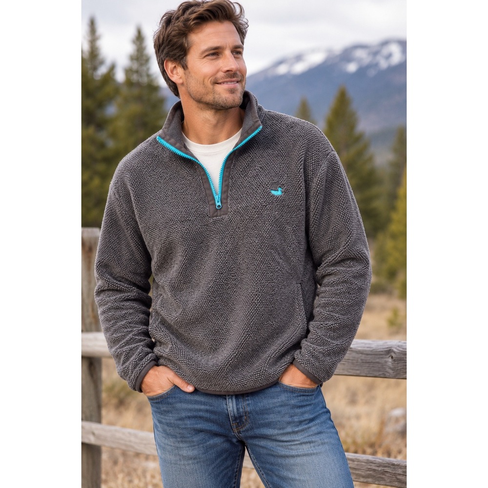 Southern Marsh Quarter Zip Pullover Mens M Preppy Gorpcore Grey Textured Fleece